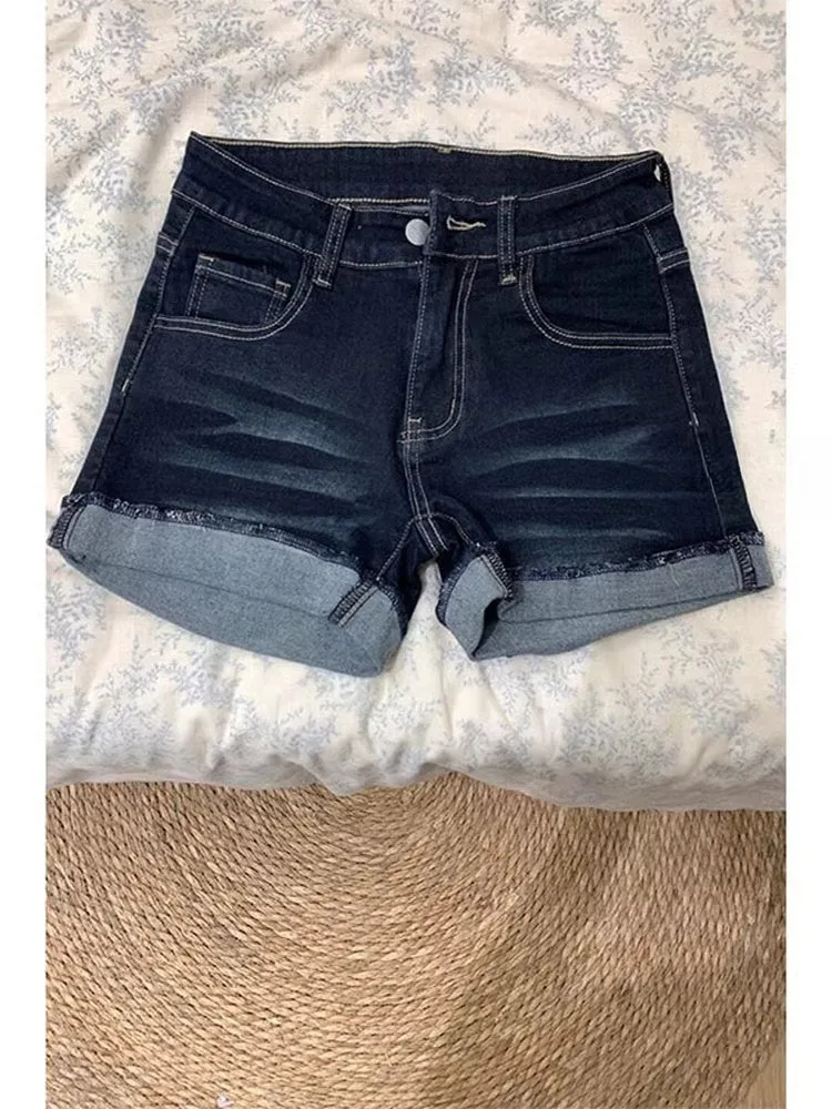

plus Size American Sle Hot Girl Retro Denim orts Women's Slim Fit High Waist Jeans Summer Wear Comfortable Stretchy Denim