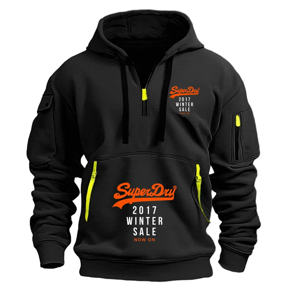 SUPERDRY العلامة التجارية الجديدة أزياء كبيرة الحجم متعددة جيب سستة الأدوات نمط الخريف والشتاء الشارع عارضة فضفاض الرجال الرياضة هوديي