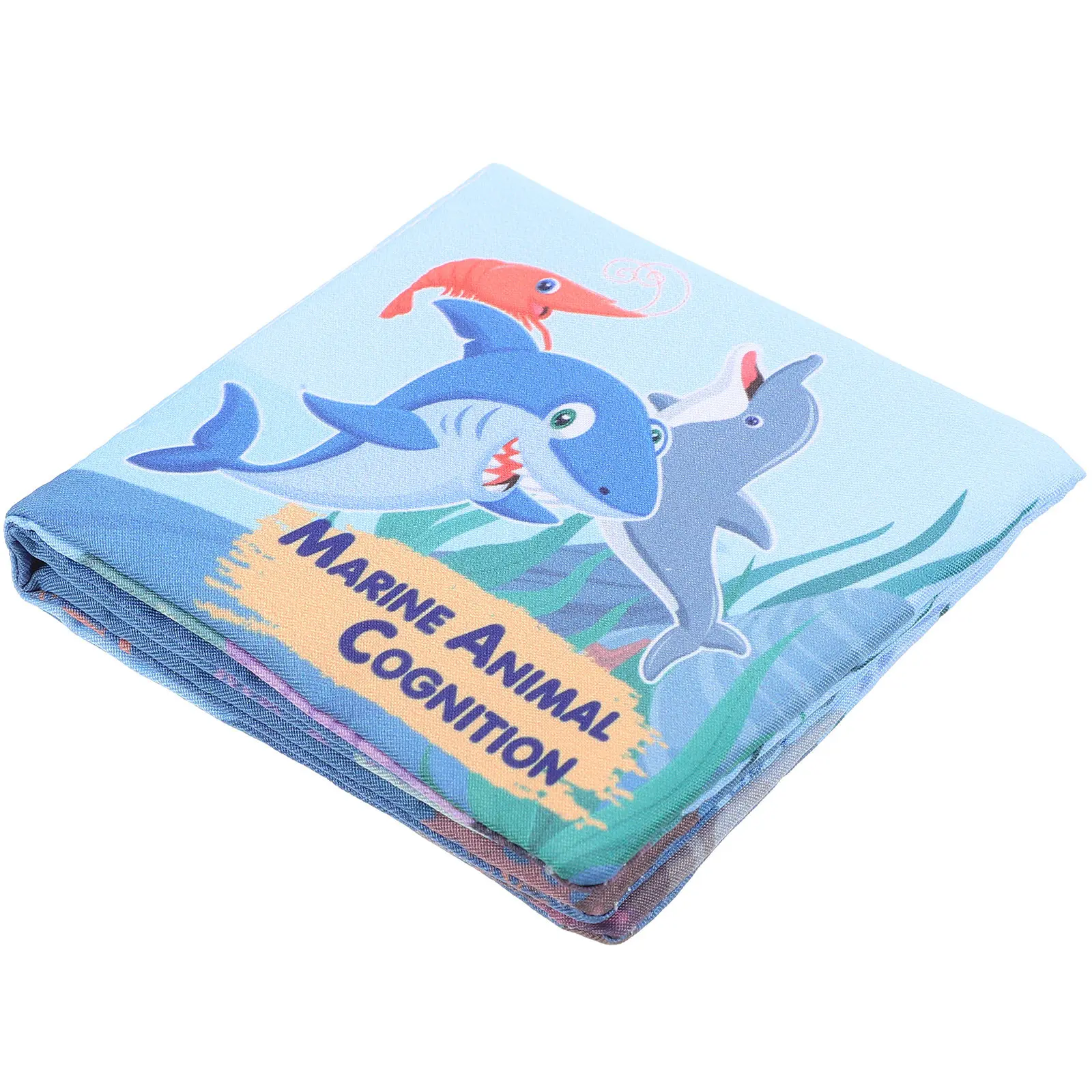 Libro de tela con dibujos animados en inglés, libro de tela cognitivo para bebés, niños pequeños y educación temprana