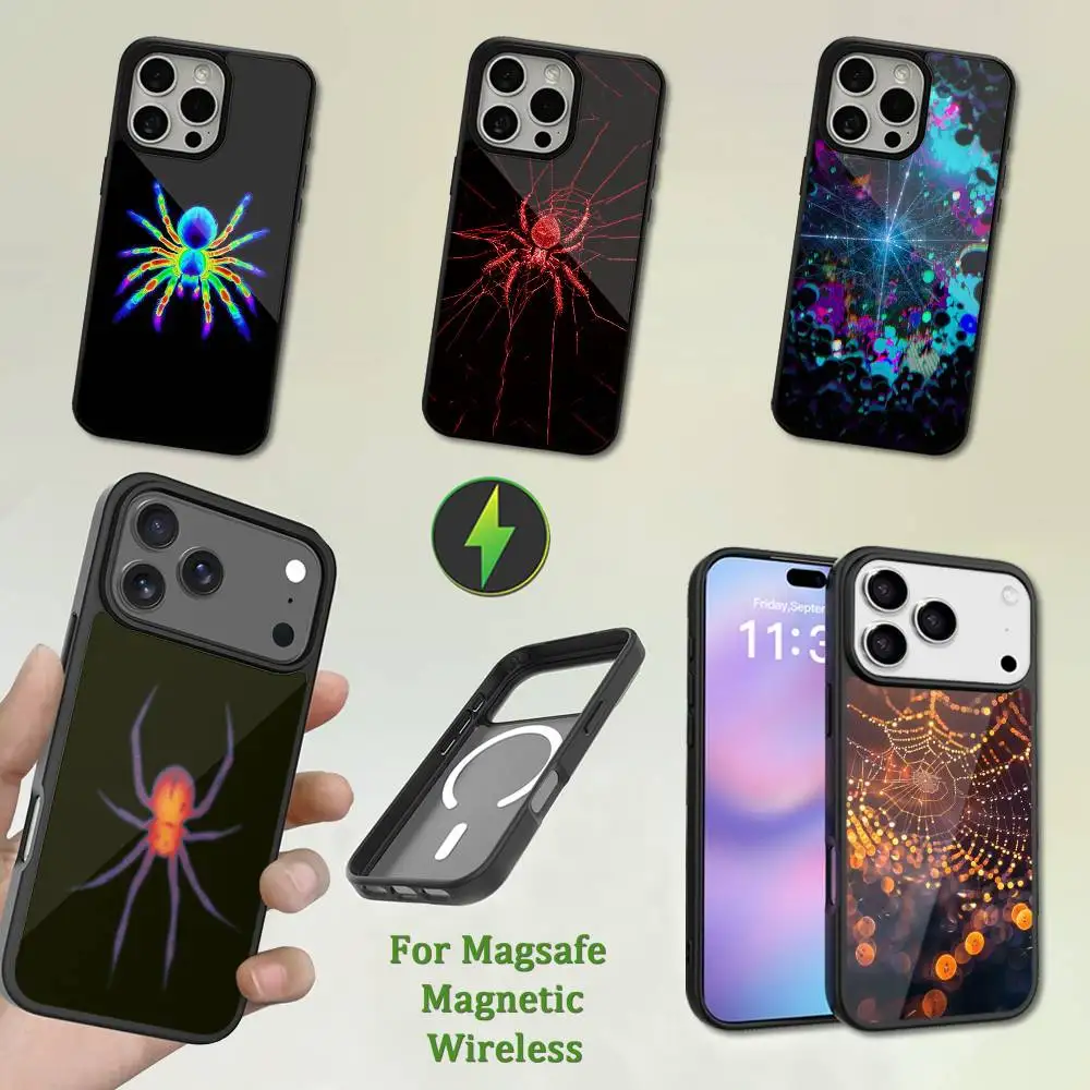 

Colorful Spider Art Phone Case For iPhone 13,12,11,16,15,17,14,Pro,Max,Plus,Mini,Magsafe,Magnetic Wireless Charging