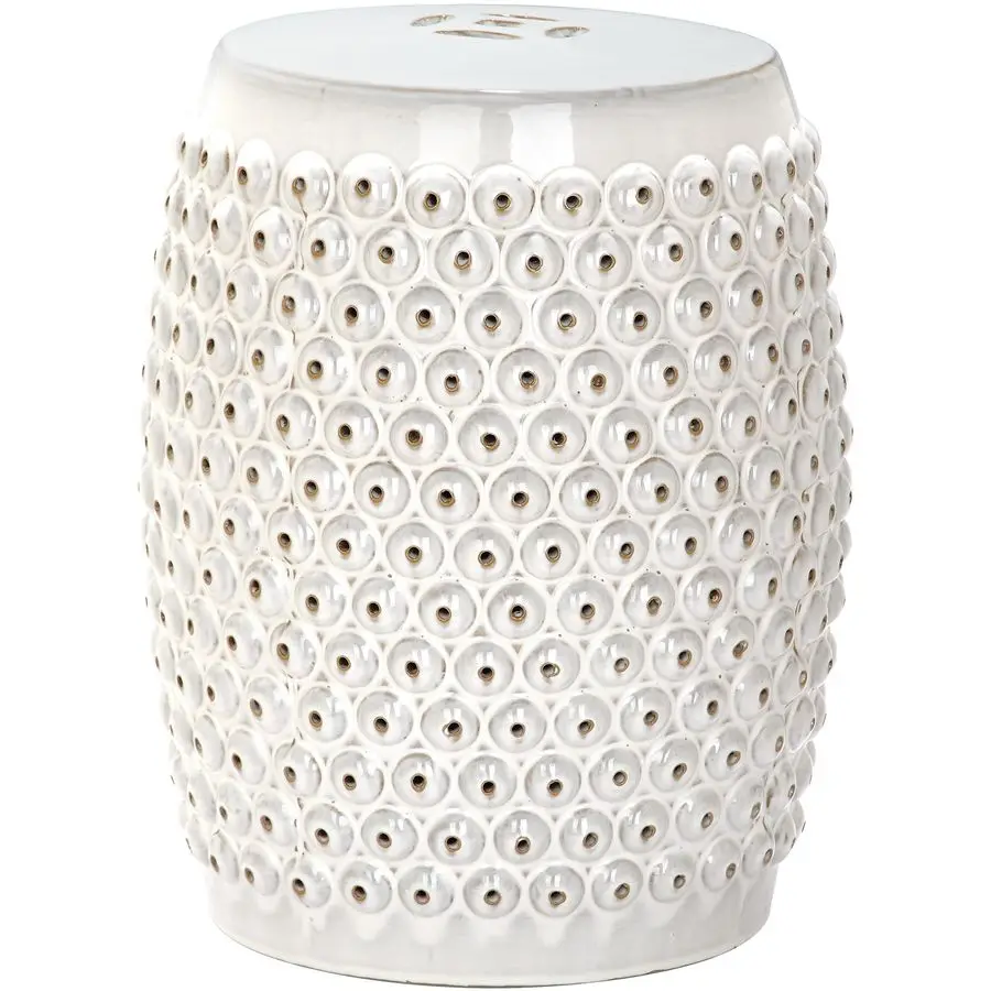 

Садовый табурет из белой глазурованной керамики Castle Gardens Collection Stella Nail Head