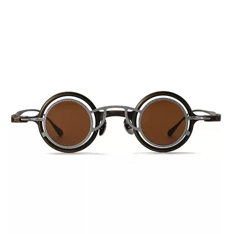 Pure Titanium Round Eyeglasses Men Women Trendy Glasses Frame with Magnetic Clip on Polarized Sunglasses Vintage Eyewear