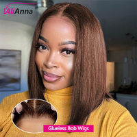 Chocolate Brown Bob Wig Human Hair Glueless Wigs Human Hair Ready To Wear Double Drawn #4 Colored Straight Human Hair Wigs