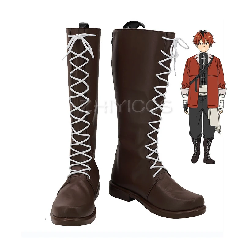Anime Sousou no Frieren Stark Cosplay Shoes Frieren Beyond Journey's End Cosplay Brown Lace Up Knee High Boots Carnival Footwear