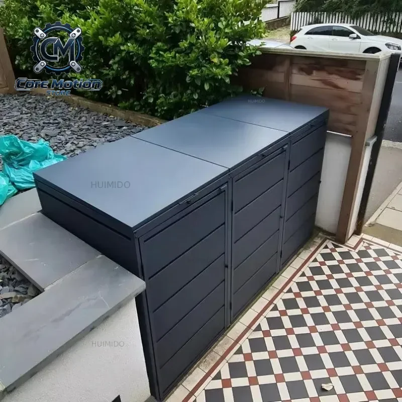 Durable Triple Wheelie Bin Storage Cabinet Garden Garbage Can Shed Expandable  Bin Cover Outdoor Rubbish Bin Housing
