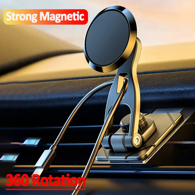 Magnetic Car Phone Holder Stand 360 Rotate Desk Notbeook Rotatable Magnet Smart phone Foldable Bracket For iPhone Samsung Xiaomi