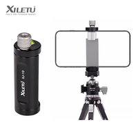 XILETU XJ-10 Universal Aluminum Alloy Tripod Mount Cell Phone Clamp 1/4 Screw Hole Level Phone Holder for Smartphones Video Head