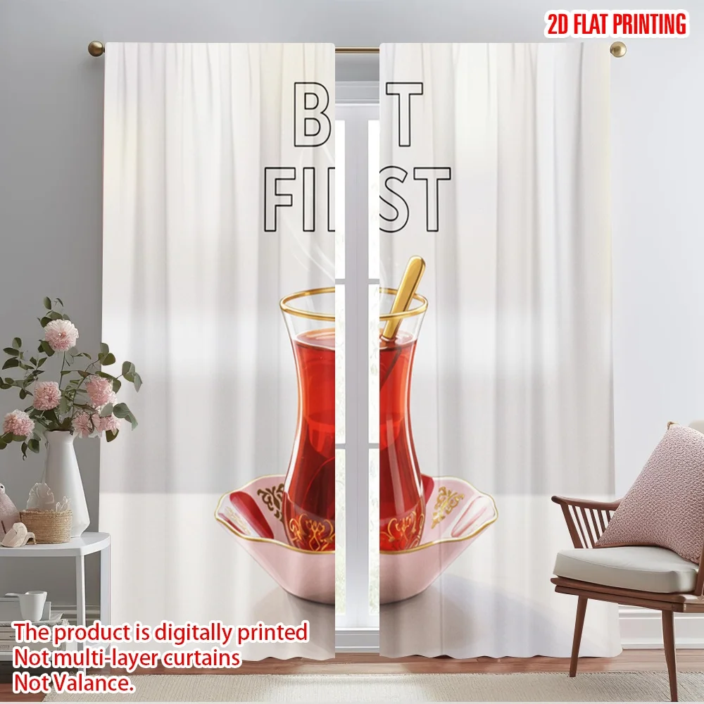 

2pcs 2D flat printing Drapes Tea Cup Spoon Drink Fabric Without Electricity Birthday Party Perfect for Wall art Party decoration