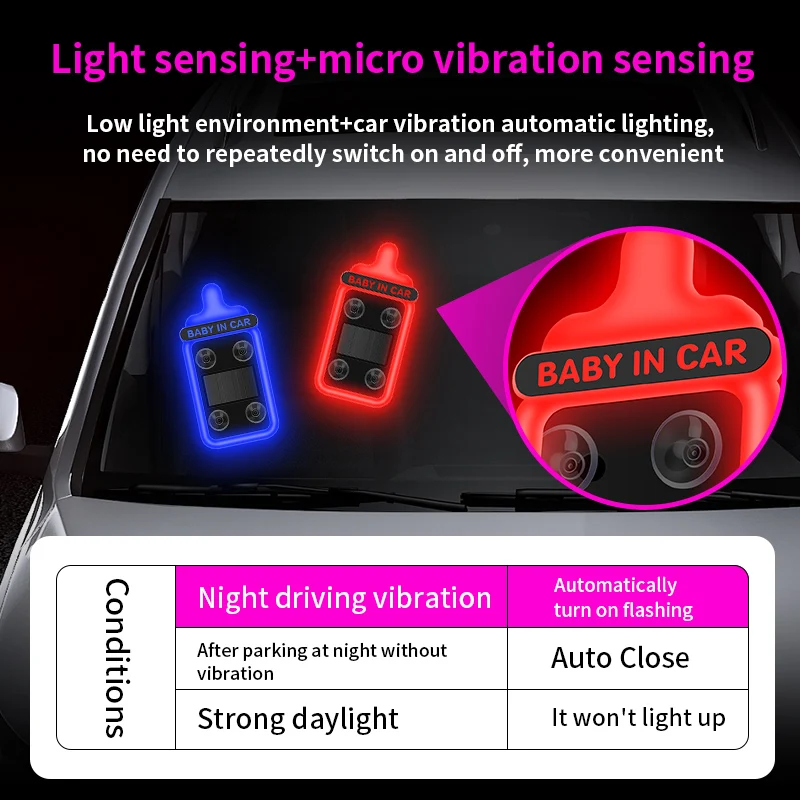 

Baby pacifier Shaped Car Ambient Light Car Window Suction Cup Led Atmosphere Light 500mAh Solar/USB-C Rechargeable Neon Lamp
