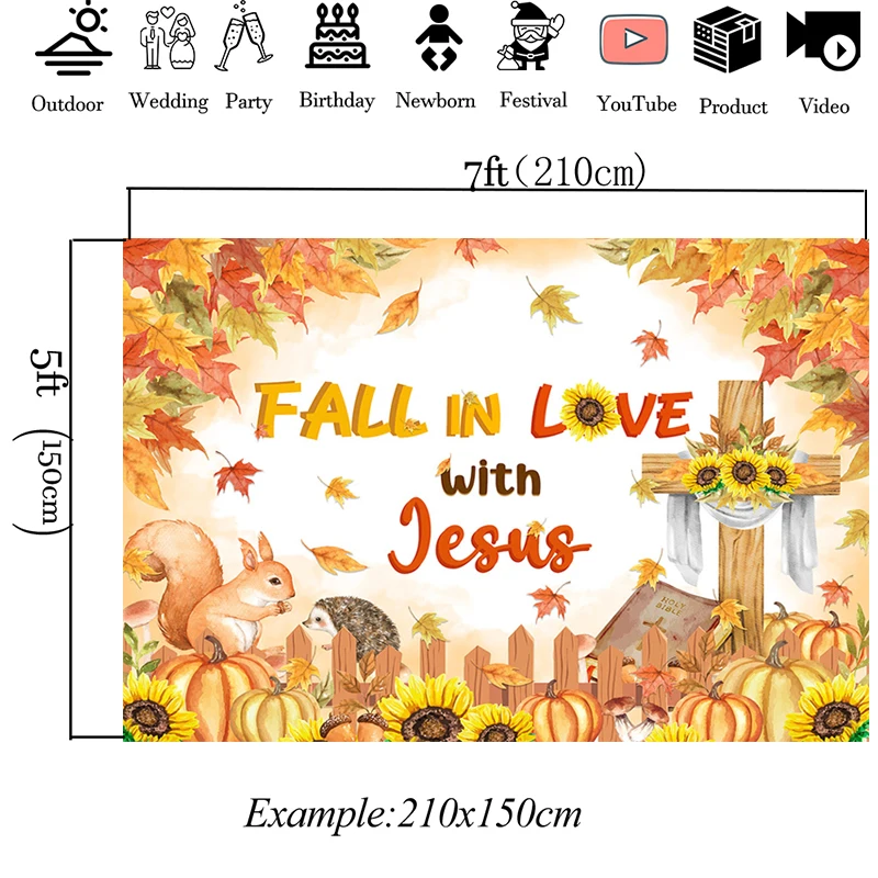 Mocsicka 秋の背景写真クロスカボチャパーティー背景リスハリネズミ黄色紅葉ひまわり装飾バナー