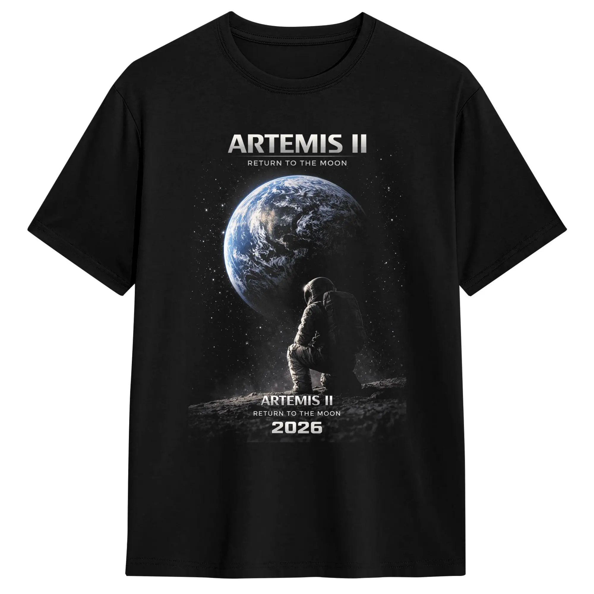 Streetwear T Shirt Mission to The Moon Artemis 2026 Rocket Launch Artemis 2 Cotton T-Shirts  Leisure Tshirt Short Sleeve Tops,
