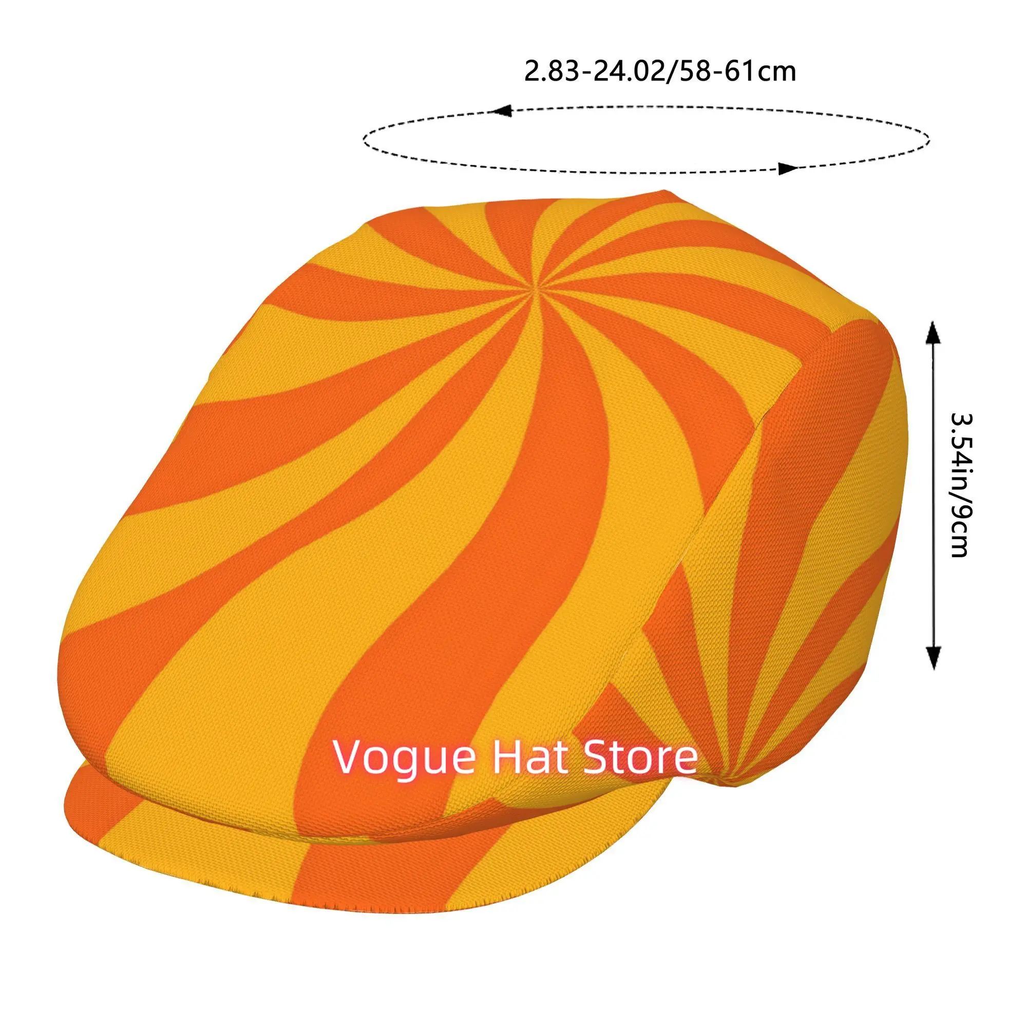 1pc of an Orange Vortex Printed Beret, a Vintage Newsboy Hat, Suitable for Everyone, an Essential Fashion Item for Both Outdoor