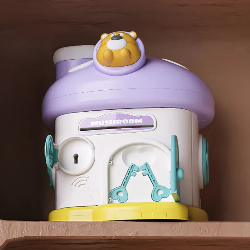 Paddestoel Huis Spaarpot Sleutelslot Spaarpot Geldopslag Leuke Grote Capaciteit Fantasiespel Speelgoed Kinderen Kerstcadeaus