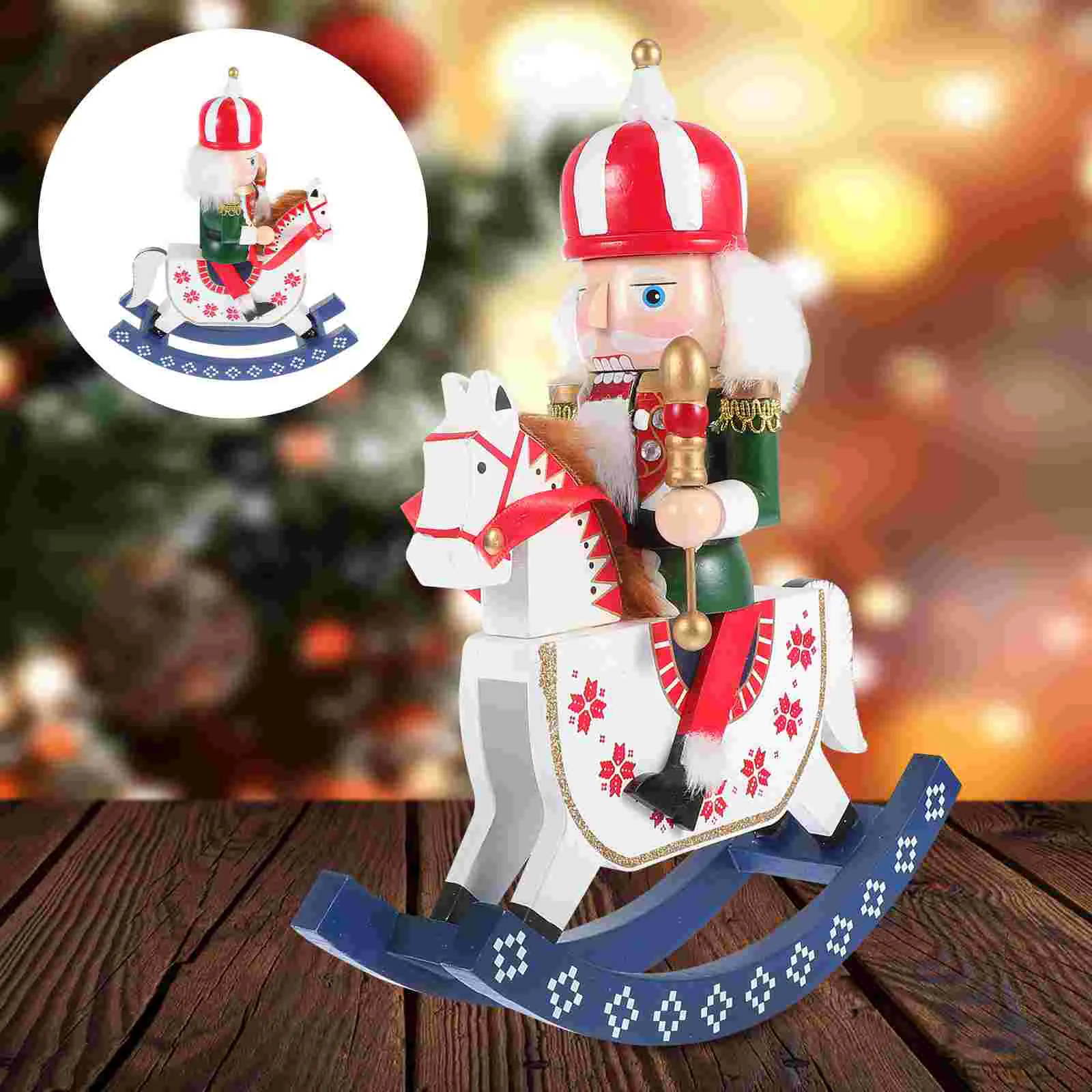 

Ornaments Christmas Decoration Wooden Xmas Adorn Mini Shop Desktop Hobbyhorse Model Nutcracker Restaurant