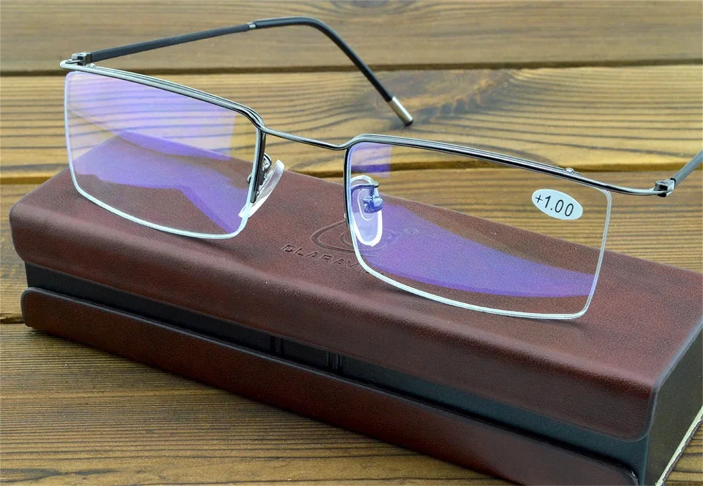 

Business Men Half Rim Progressive Reading Glasses with PU Case +0.75 +1 +1.25 +1.5 +1.75 +2 +2.5 to +4