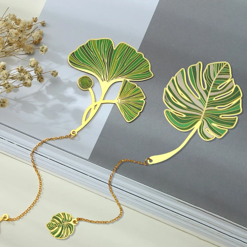 علامة مرجعية على شكل ورقة معدنية عتيقة مجوفة، هدية أدبية قديمة من أربعة نباتات للمعلمين والطلاب، أدوات مكتبية لأعياد الميلاد #5