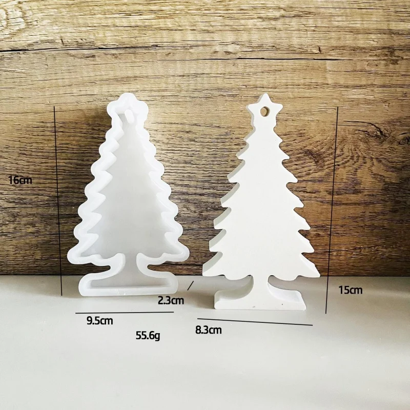 Christmas Pine Tree Desktop Ornament Silicone Molds DIY Gypsum Candle Base Plug-in Car Decoration Resin Mold Home Handicrafts