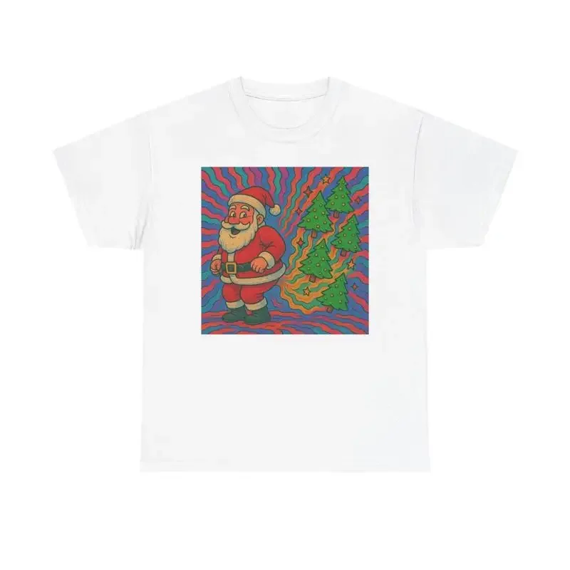 Santa Christmas Tree Cakes Funny T Shirt Trippy Heavy Cotton