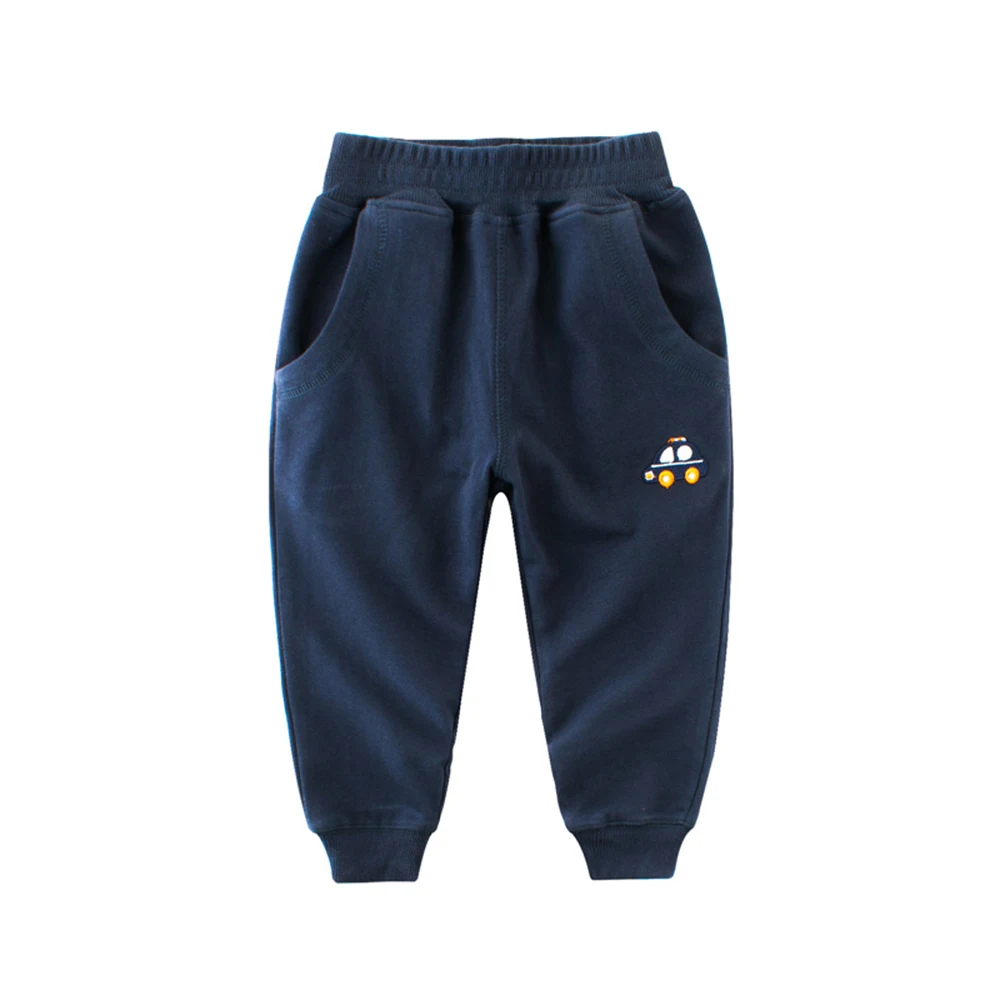 OVTRB Boys Long Pants Children Vehicle Embroidered Cotton Casual Sports Jogger Pants Kids Stretchy Waistband Active Sweatpants