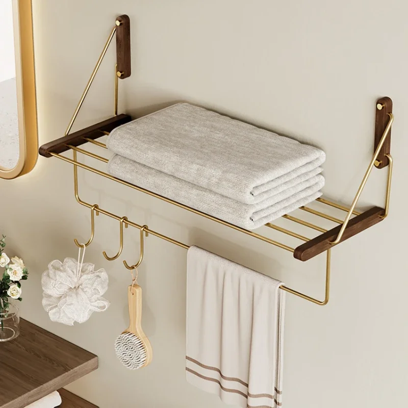 

Wall Hanging Black Walnut Towel Holder Luxury Stainless Steel Bathroom Rack for Multi-Scene Elegant Towel Storage New Arrivals