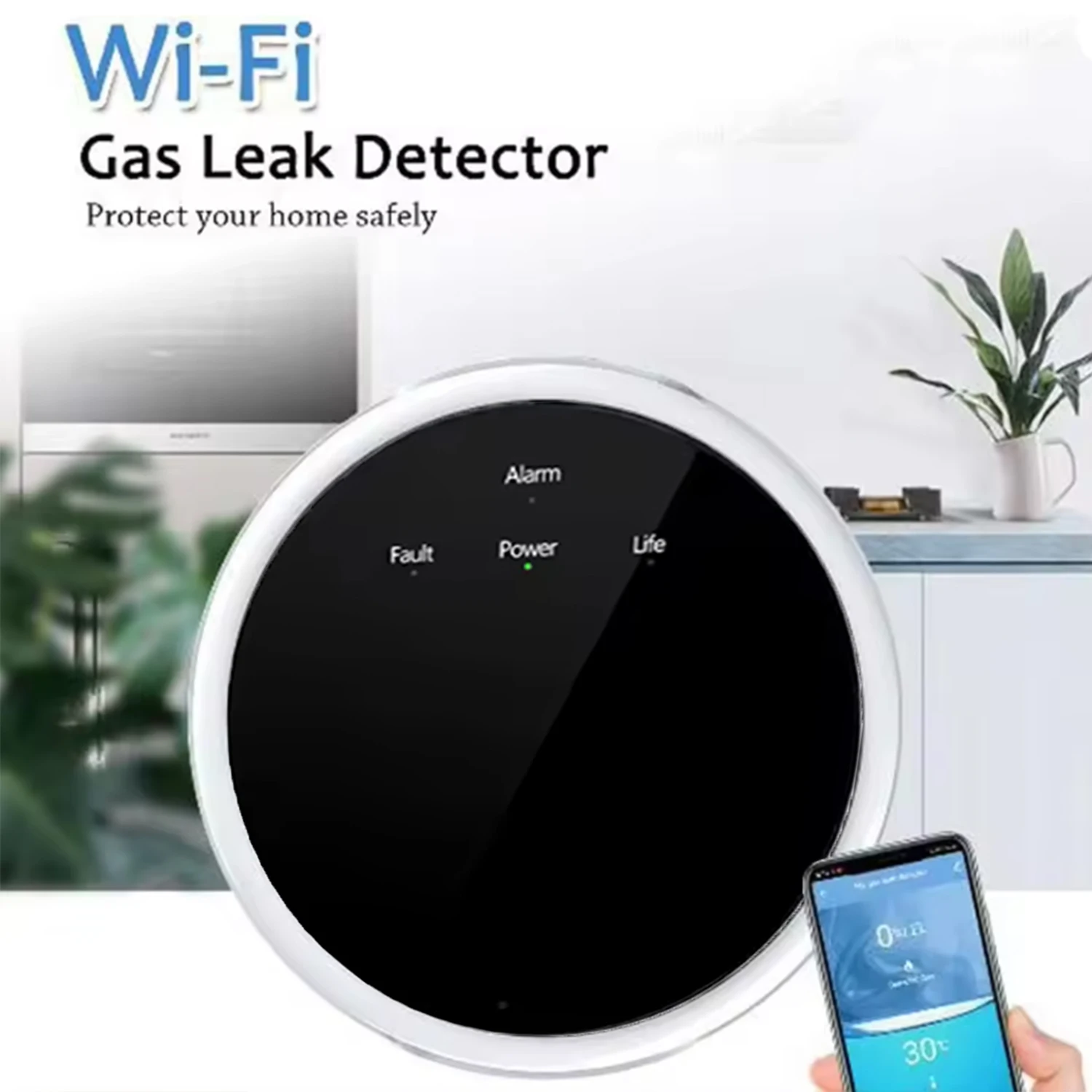 433 MHz kabelloser Gasleckdetektor, Gasleckdetektor, brennbares Propan, Butan, Methan, natürlich, für Einbruchmeldeanlage zu Hause