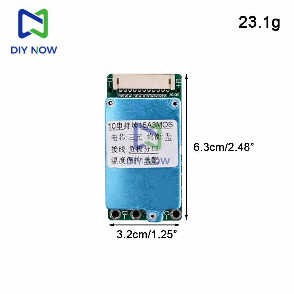 10S 36V 15A 18650 Li-Ion Battery Protection Board BMS PCB PCM Co-Port/Split-Port Board Li-Ion Polymer Lithium Battery