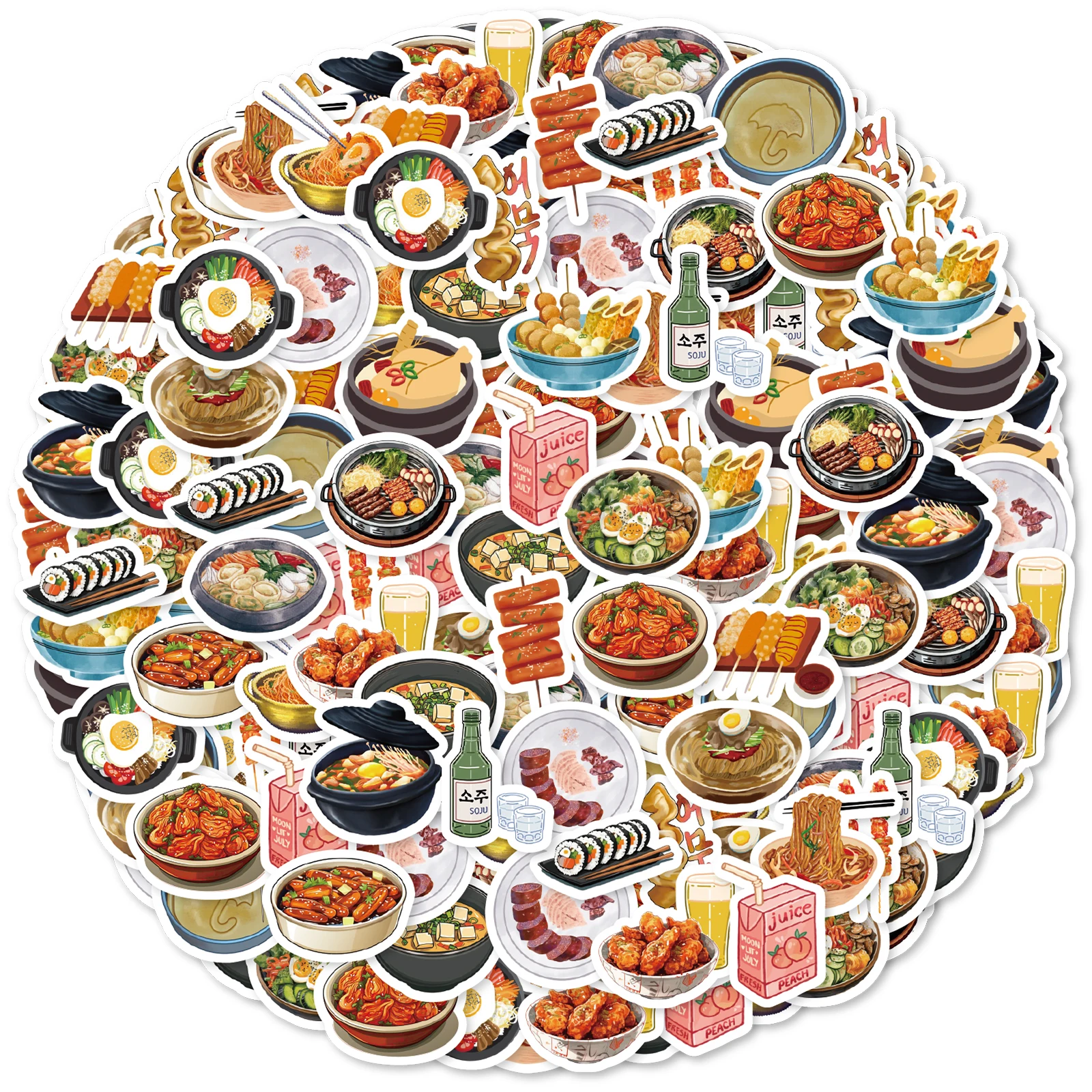 46 pegatinas coreanas con patrón de comida para cuadernos, botellas de agua, maletas, festivales de comida, restaurantes, pegatinas para niños