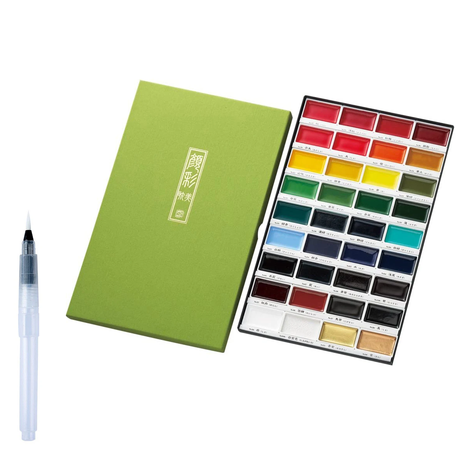 Kuretake GANSAI TAMBI 36 Color Set Watercolor Paint Set Professional for Artists Painting AP-Certified Watercolor Brush Drawing