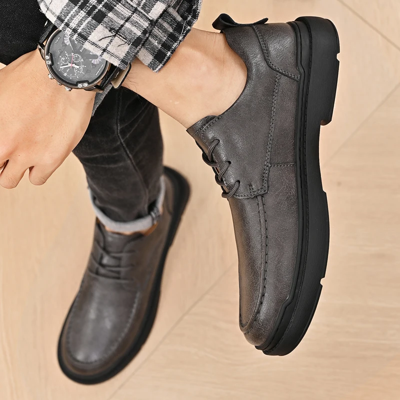 Genuine Leather casual men's shoes High quality handmade Leisure  Business Party Daily office outdoor shoes Plus Size 38-46 New image 5