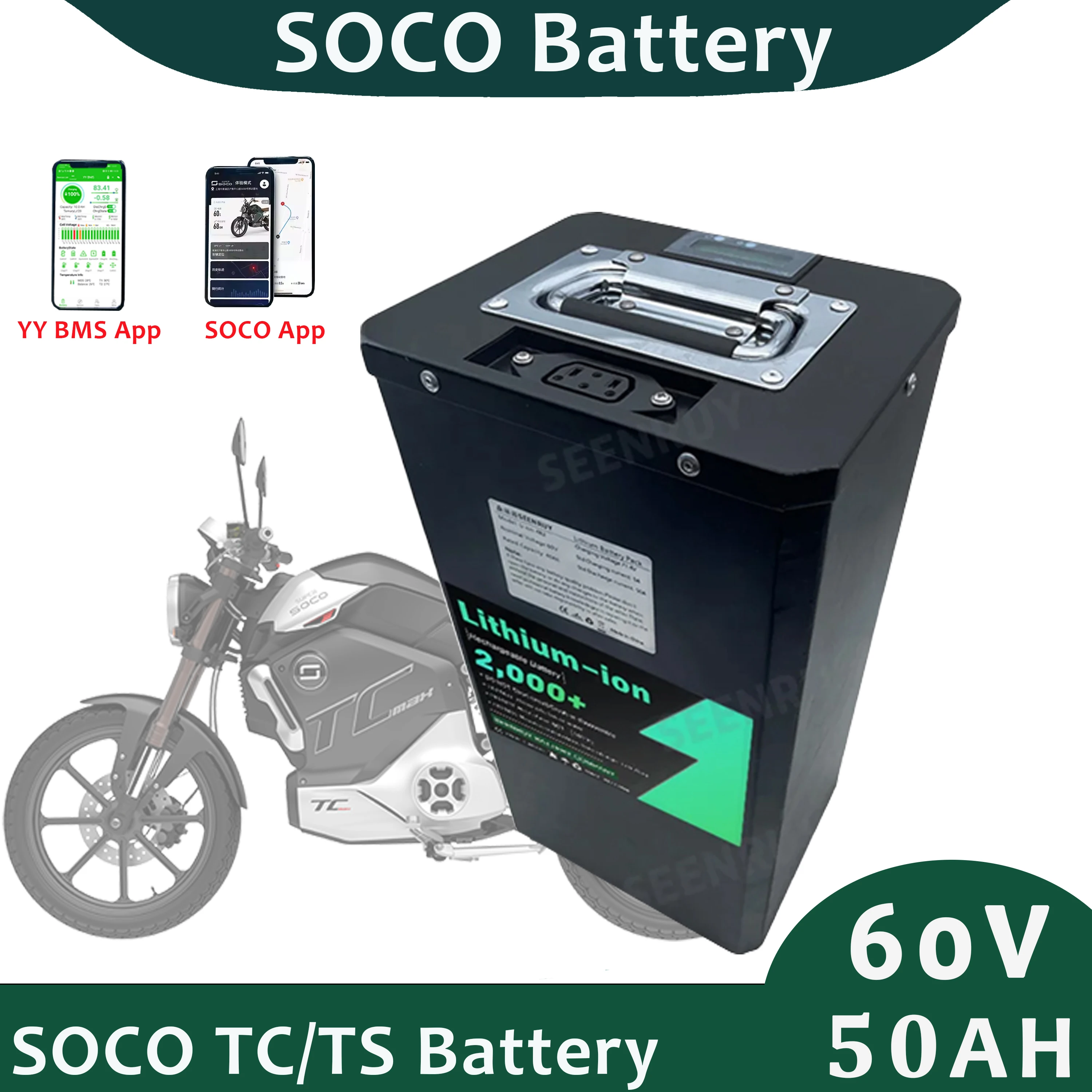 Super SOCO TC/TS 60v 50Ah Lithium Battery With 5A Charger For Electric Motercycle