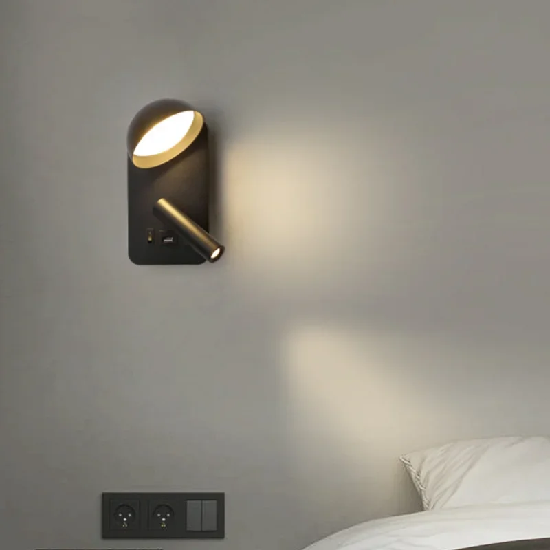 Modern Wall Lamp Rotable Nordic Simple Stylish Led Lights Indoor Bedside Lamps for Home Decoration USB Charging Wall Sconce