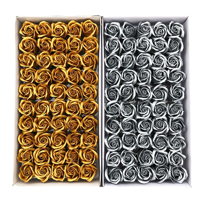 5X7cm Silver Gold Soap Roses 3layer fashion luxury floral gift bouquet for Mother\'s day Birthday Valentine wedding Xmas new year