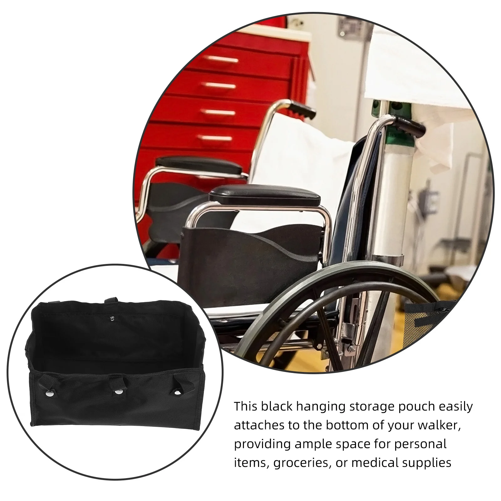 

2Pcs Folding Walker Storage Bag Underseat Wheelchair Organizer Pouch Secure Stable Travel Essential Accessory for