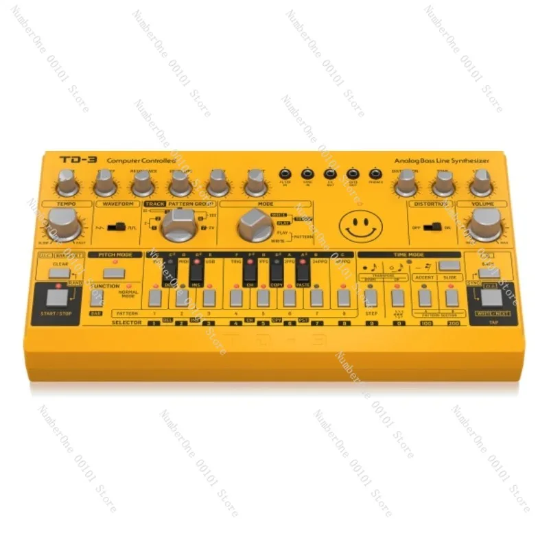 TD-3 AM Analog Bass Line Synthesizer with VCO, VCF, 16-Step Sequencer, Distortion Effects and 16-Voice Poly Chain