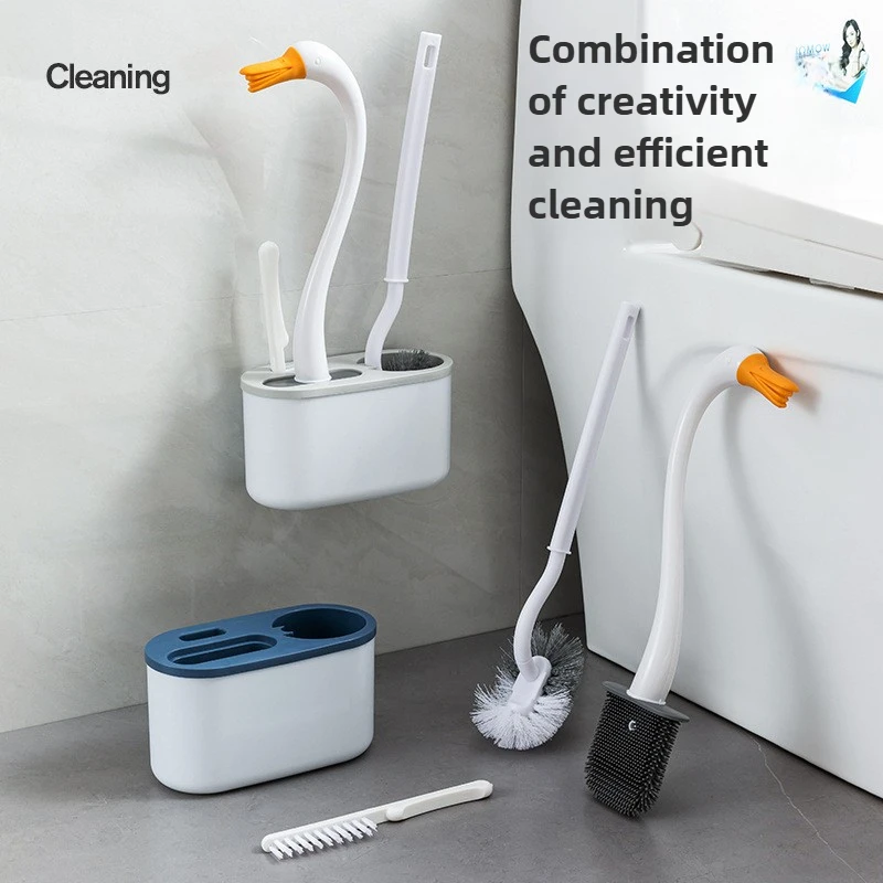 

Щетки для унитаза в форме лебедя, трехсекционный пластиковый материал для чистки ванной комнаты, настенные щетки для унитаза, современное украшение для дома
