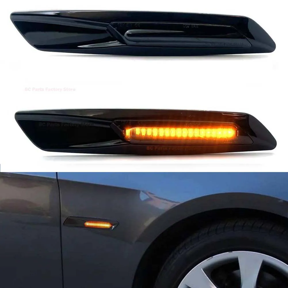 2pc Dynamic Amber 12V LED Side Marker Lights Turn Signal Lamp For BMW 1 3 5 Series F30 E90 E91 E92 E93 E46 E60 E61 BMW E90 328i