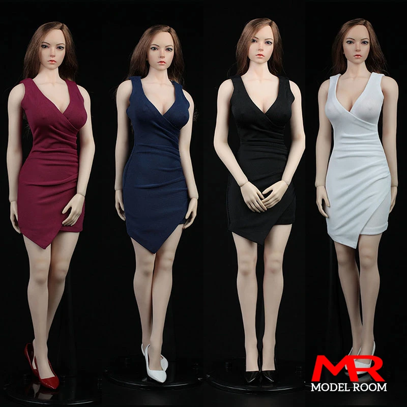 AFS A017 1/6 Scale Sleeveless Dress Sexy V Neck Dress Clothes Model Fit 12'' Soldier Action Figure Body Dolls