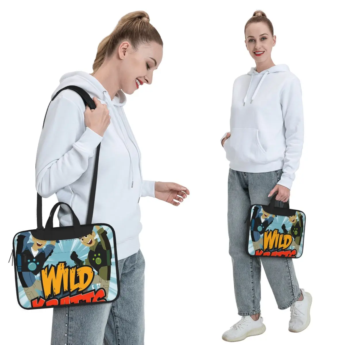 Pattern Logo Wild Kratts Crossbody Laptop Bag Case Computer Bag 13 14 15.6 Inch Notebook Pouch for Macbook Pro Lenovo