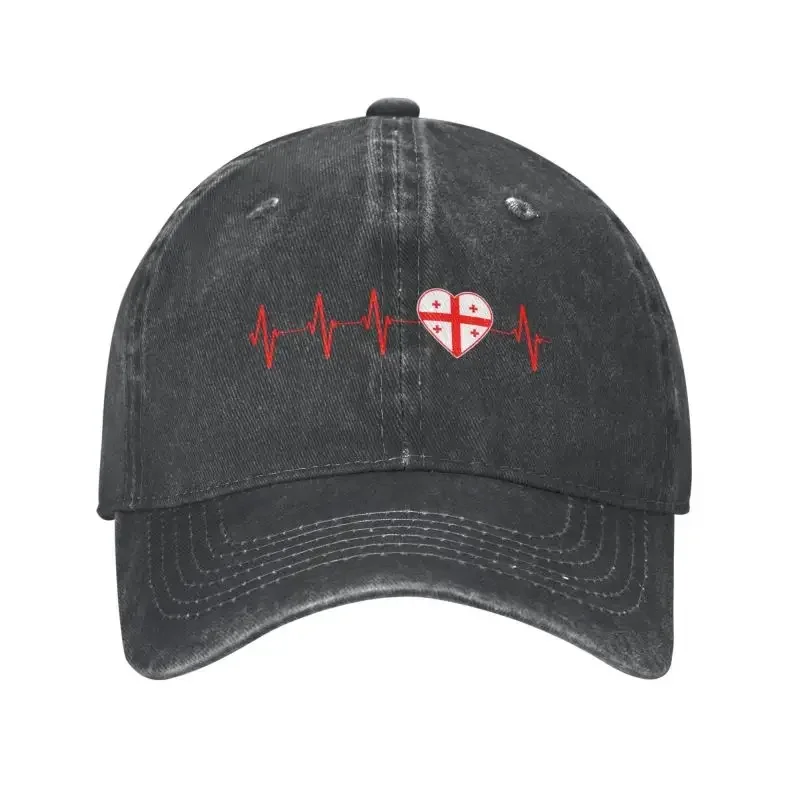 Georgian Heartbeat I Love Country Flag Georgia Heart Family Baseball Cap Sun Protection Women Georgia Flag Dad Hat Spring