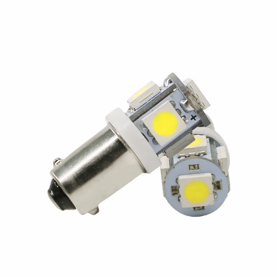 100 قطعة T11 DC12v BA9S 5 SMD 5050 LED مصابيح كهربائية 5SMD T4W مؤشرات السيارات ضوء لمبة الداخلية إسفين مصباح #1