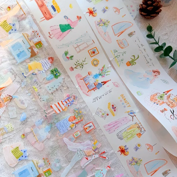 

Lynn Studio винтажная милая девушка и кукла васи ПЭТ лента для изготовления карт планировщик DIY план для скрапбукинга декоративная наклейка