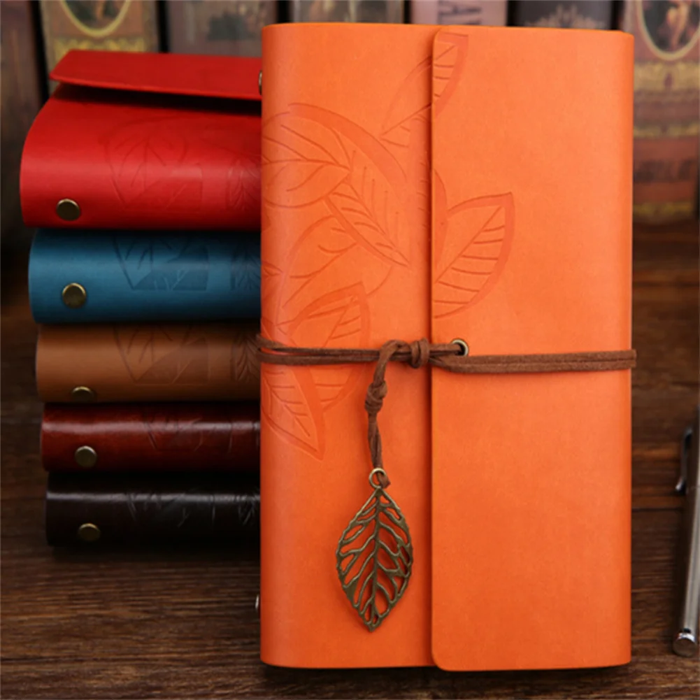 Leather Writing Journal Notebook Travel Writing Retro Pendants Classic Embossed Vintage Leather Notebook Creative Gifts
