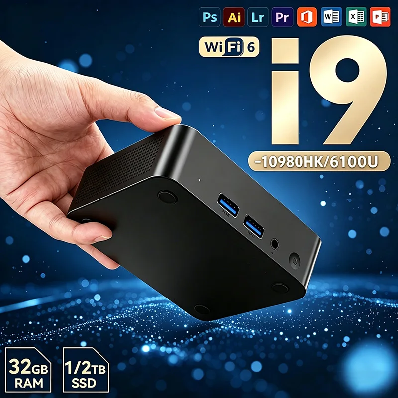 

2026 Portable Mini PC Core i9 10980HK i3 6100 Windows 11 Mini Computer 32GB RAM 1TB 2TB SSD TypeC WiFi 6 BT5.2 Gaming PC Desktop