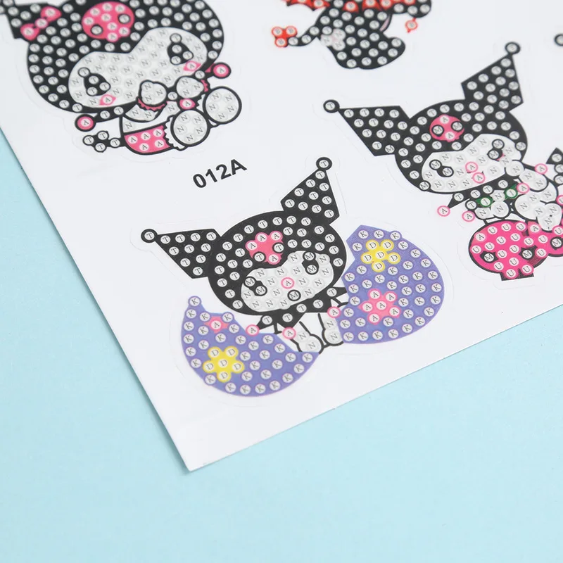 Pegatinas de pintura de diamantes Kawaii Sanrio Hello Kitty, calcomanías de dibujos animados para niños y niñas, calcomanía de diamantes Kuromi DIY,