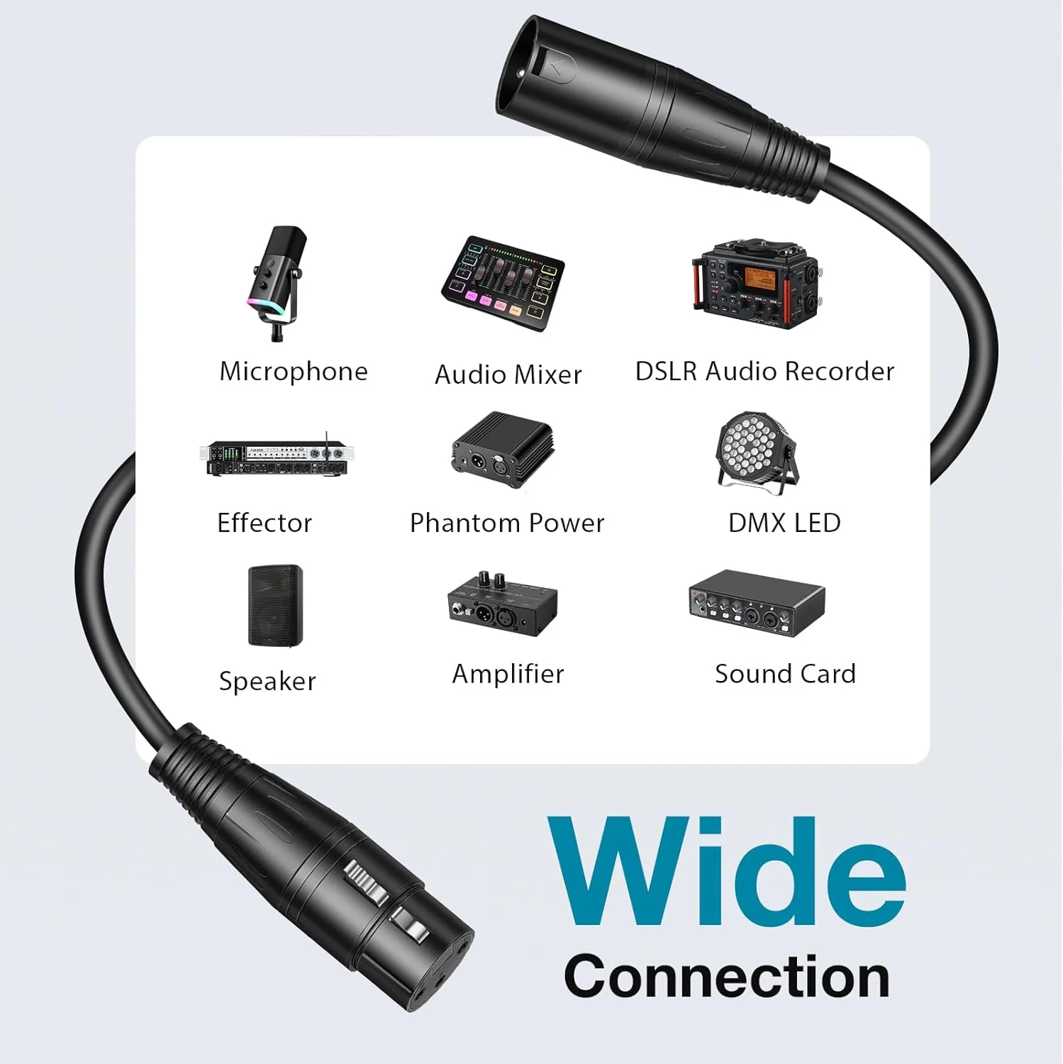 32フィート XLRケーブル オス - メス 3ピン バランス XLR ケーブル ステージ レコーディング スタジオ オーディオ インターフェイス Shure SM7B SC3 AM8 K688 マイク用