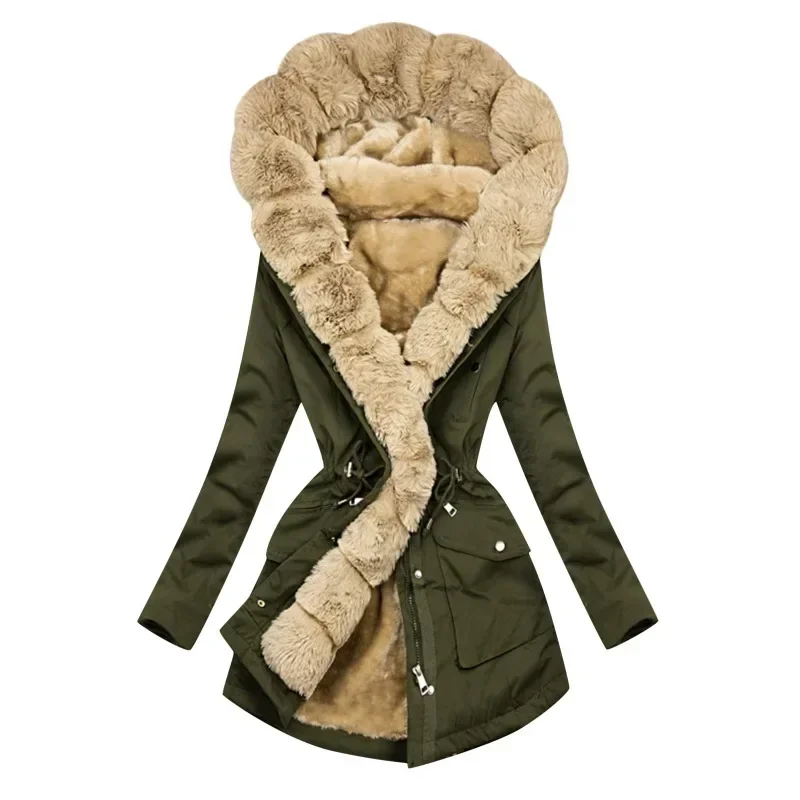 Winter Dames Parka Casual Uitloper Militaire Kapmantel Winter Capuchon Dames Bontjassen