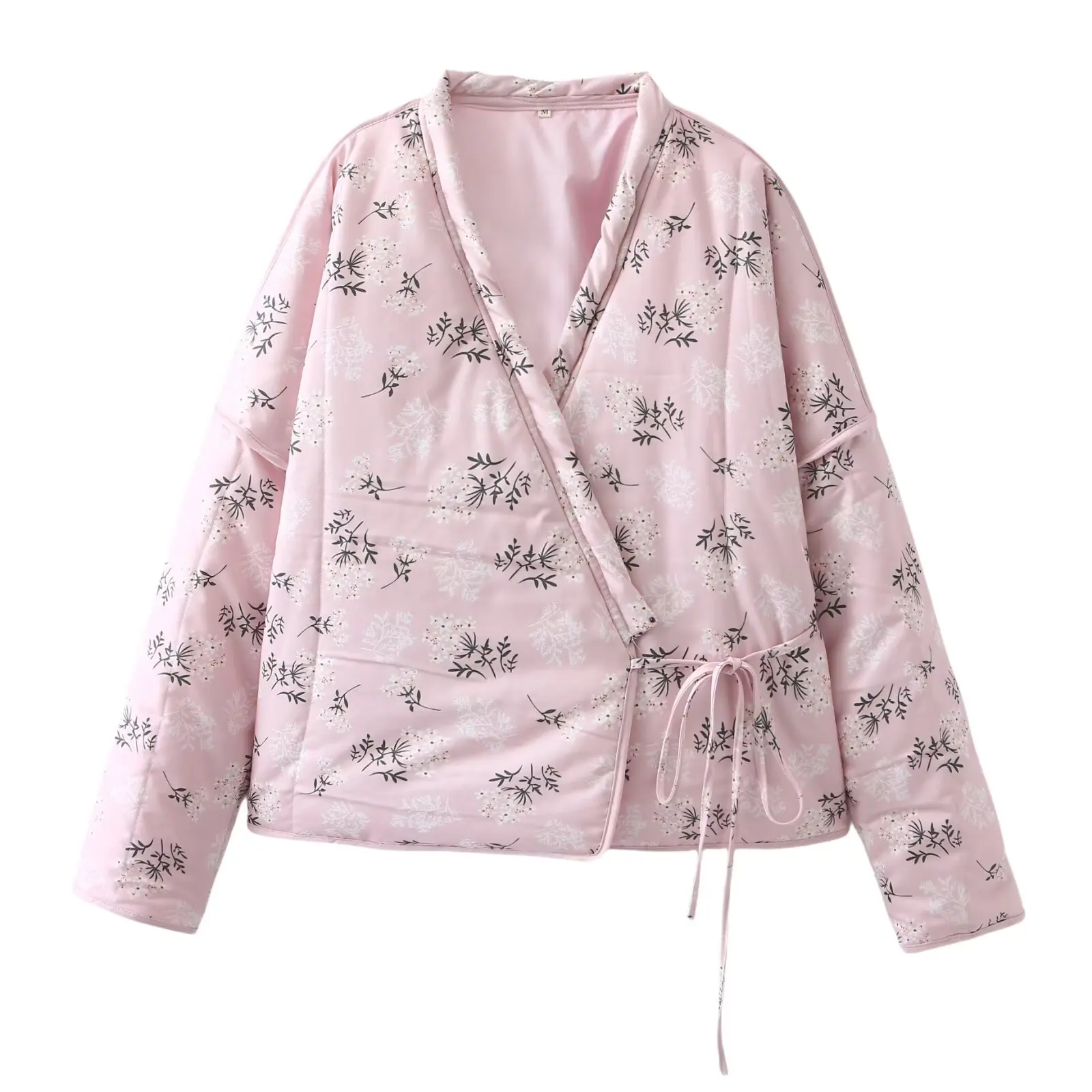 

ZBZA Faionable V-Ne Printed Bell Sve Cotton Jaet Women's Street Sle Autumn New Arrival Long Sve Coat