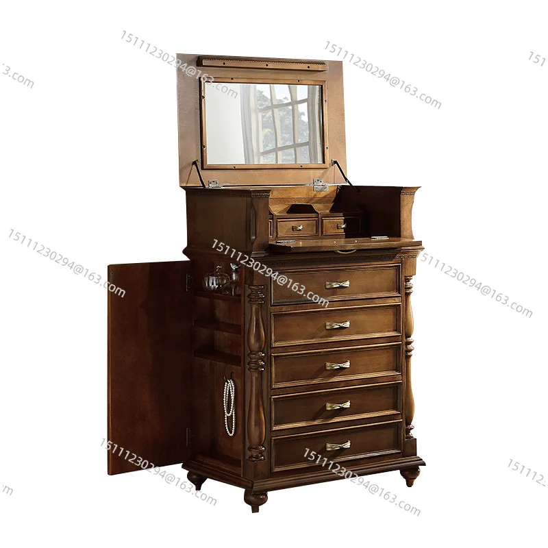 

American large-capacity retro chest of drawers European solid wood functional chest of drawers living room bedroom storage