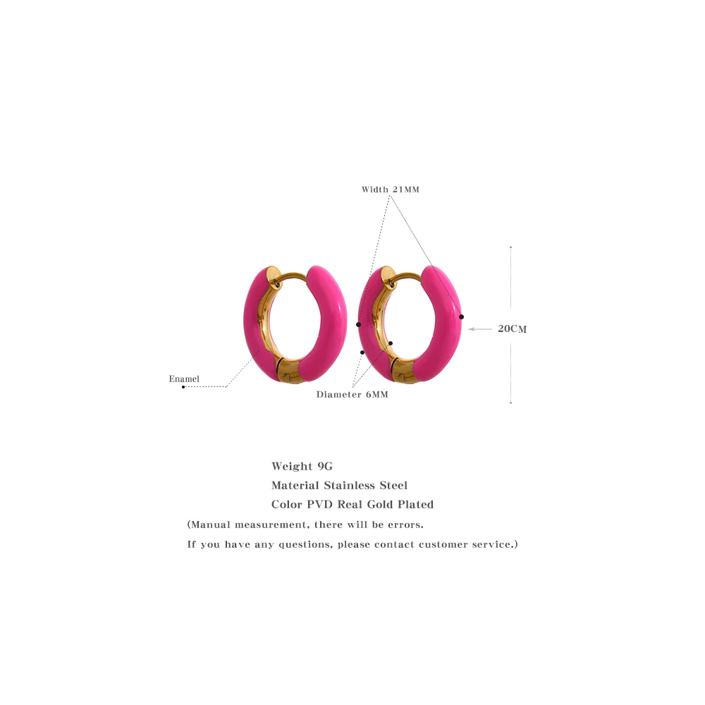 Yhpup 20mm Trendy Orange Green Enamel Stainless Steel Round Hoop Huggie Earrings Waterproof Charm Fashion Daily Jewelry Women