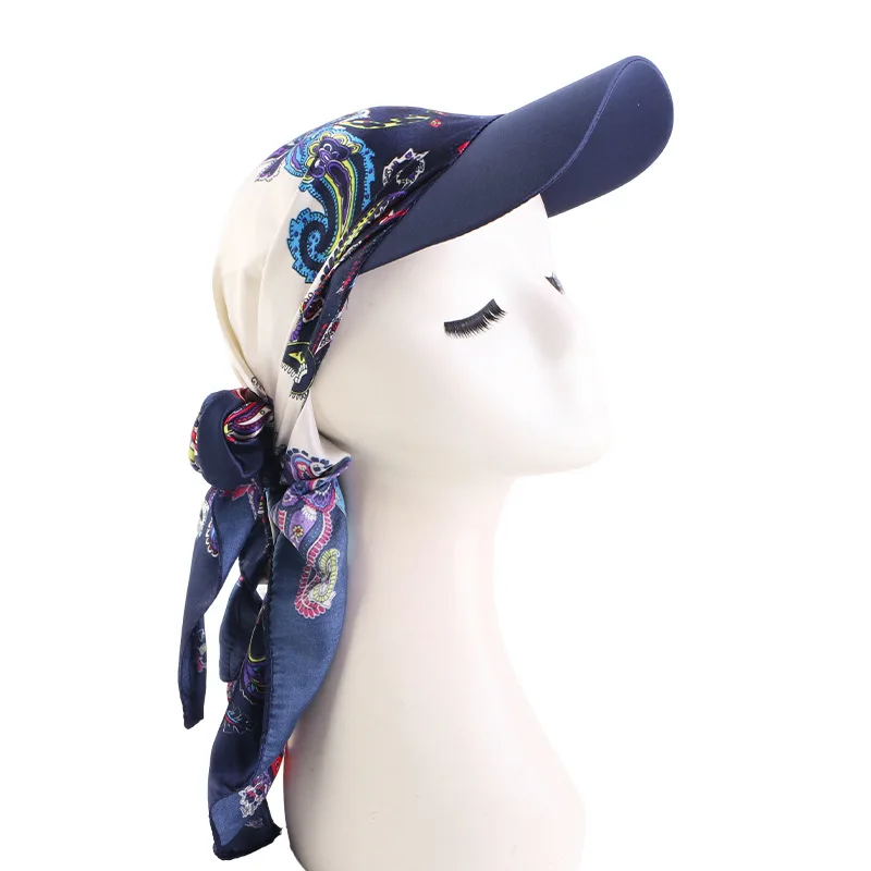 Fashion Hot Selling Women's Printed Satin Turban Hat Summer Sunshade Casual Outdoor Soft Breathable Turban Hat Baseball Cap